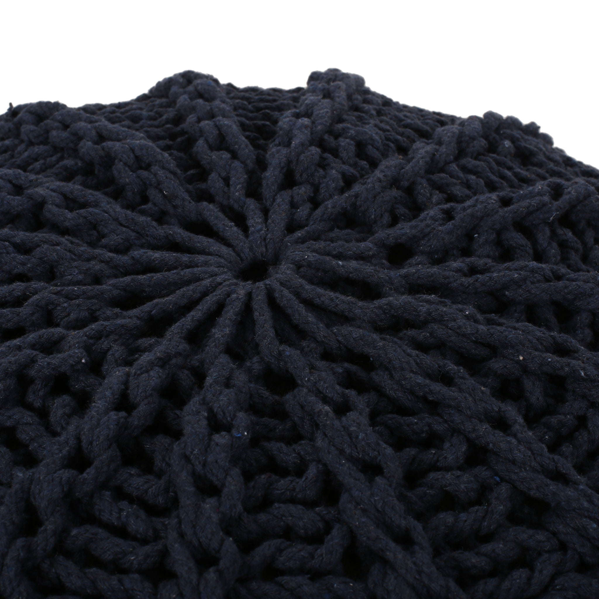Bordeaux Knitted Cotton Round Pouf Ottoman and Floor Cushion House Nimbus