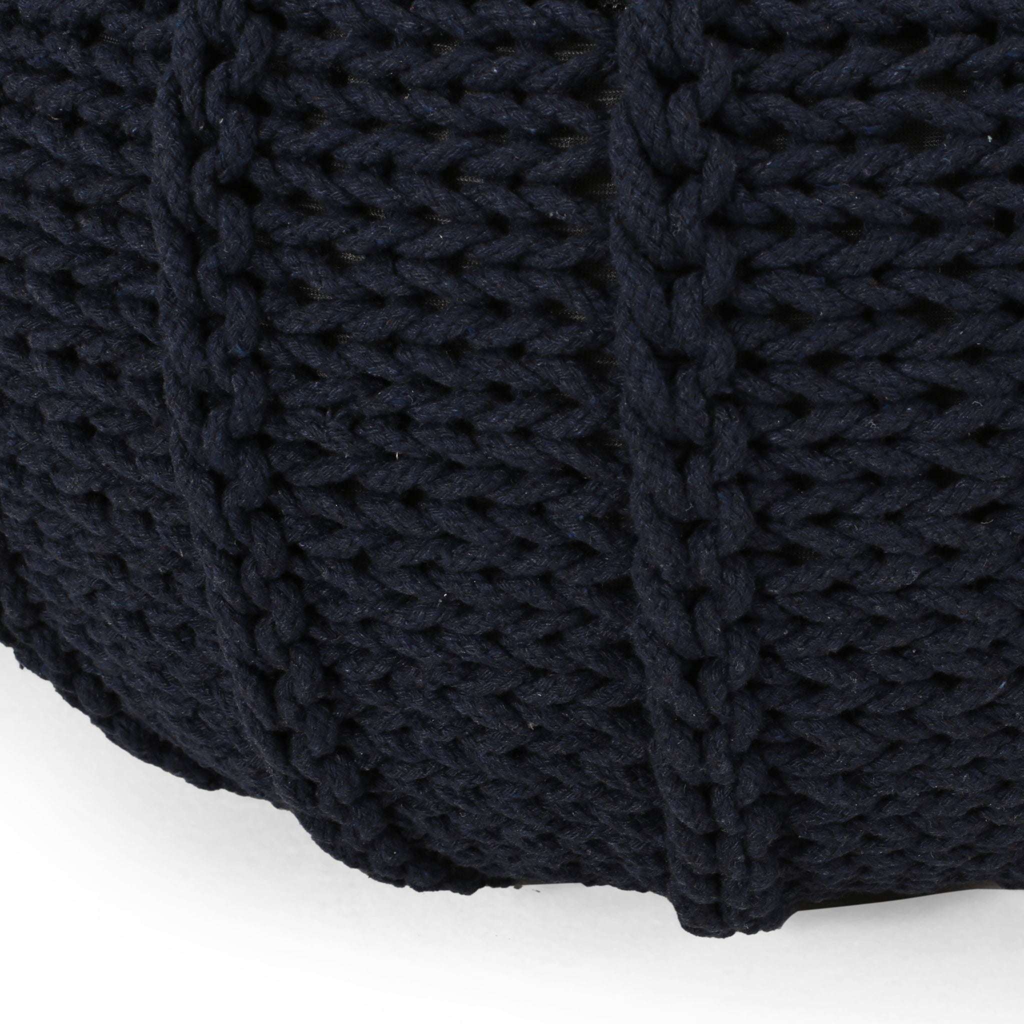 Bordeaux Knitted Cotton Round Pouf Ottoman and Floor Cushion House Nimbus