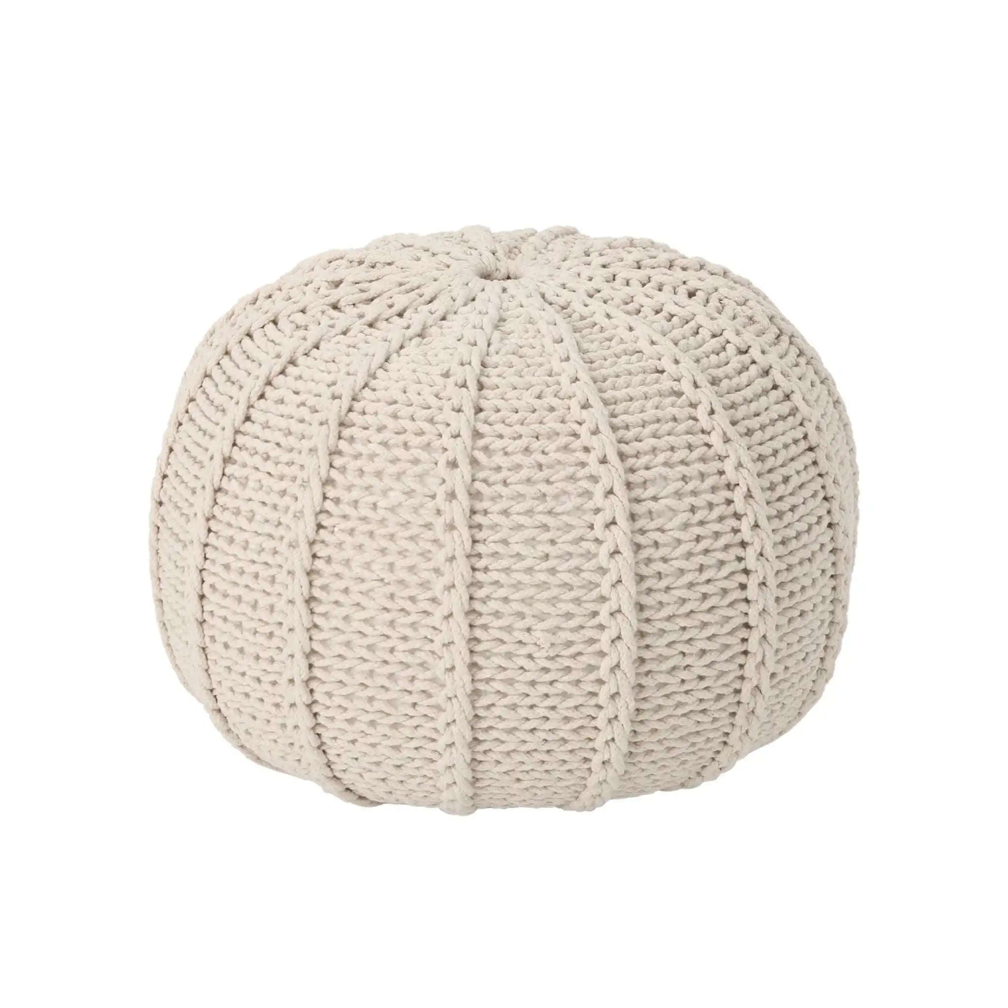Bordeaux Knitted Cotton Round Pouf Ottoman and Floor Cushion House Nimbus