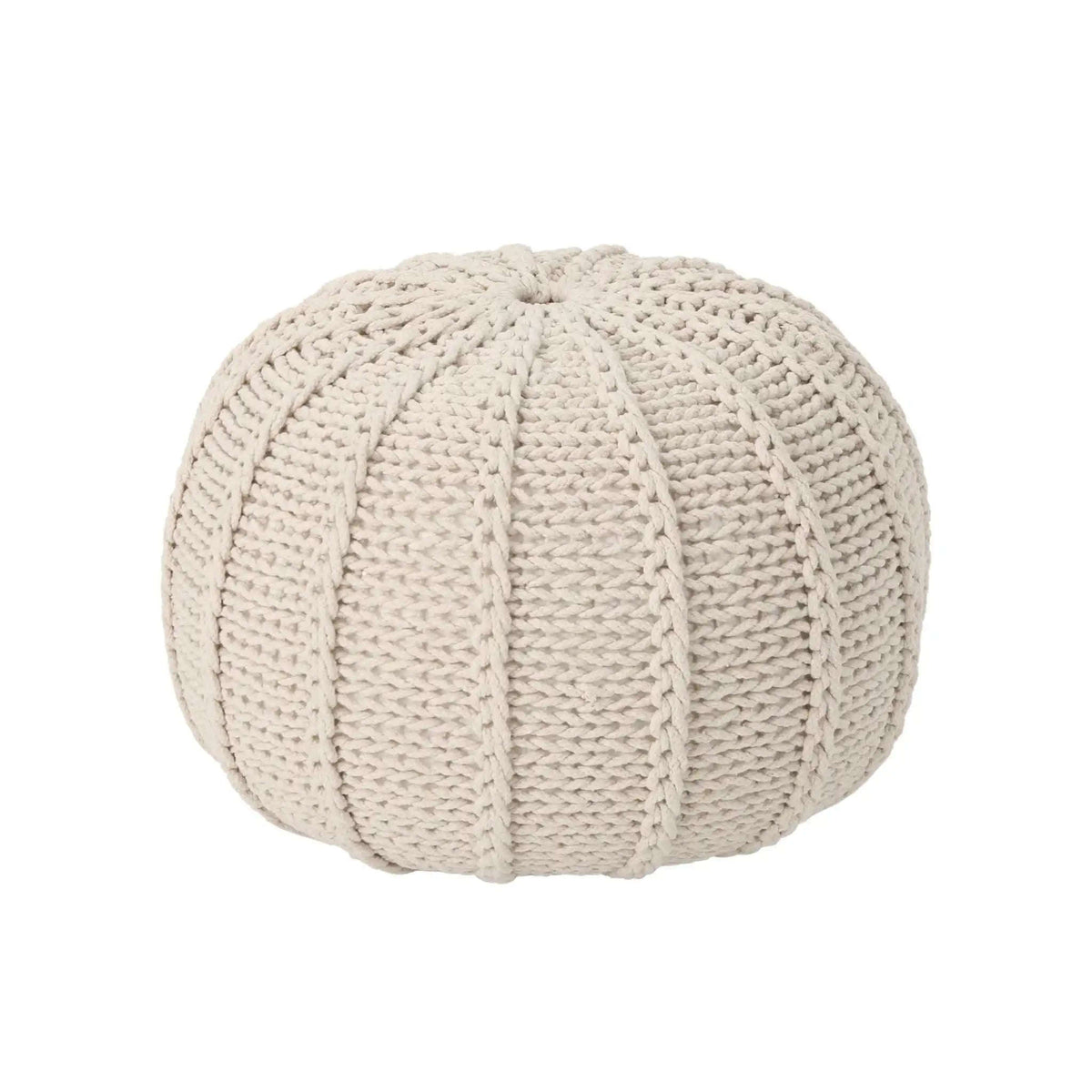 Bordeaux Knitted Cotton Round Pouf Ottoman and Floor Cushion House Nimbus