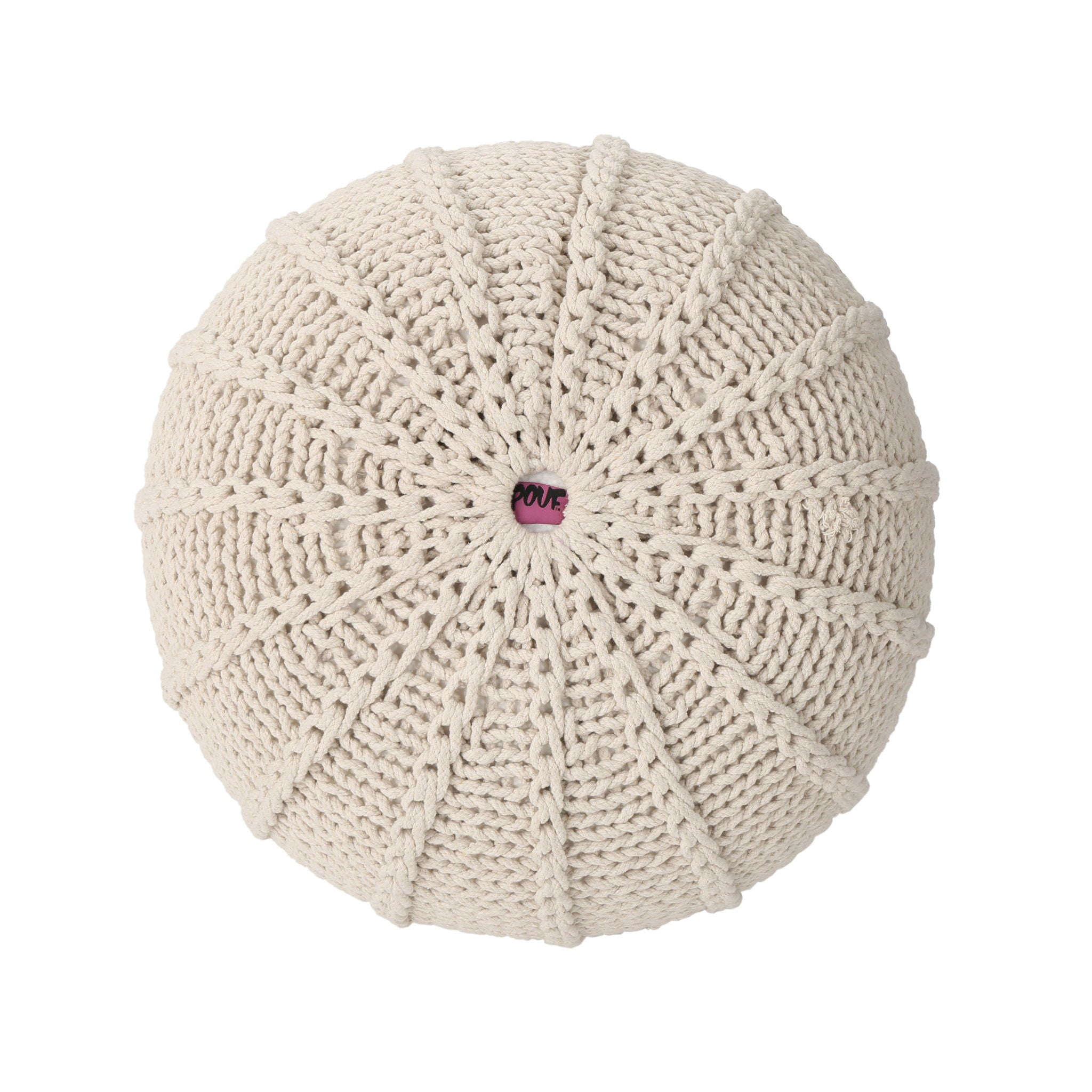 Bordeaux Knitted Cotton Round Pouf Ottoman and Floor Cushion House Nimbus