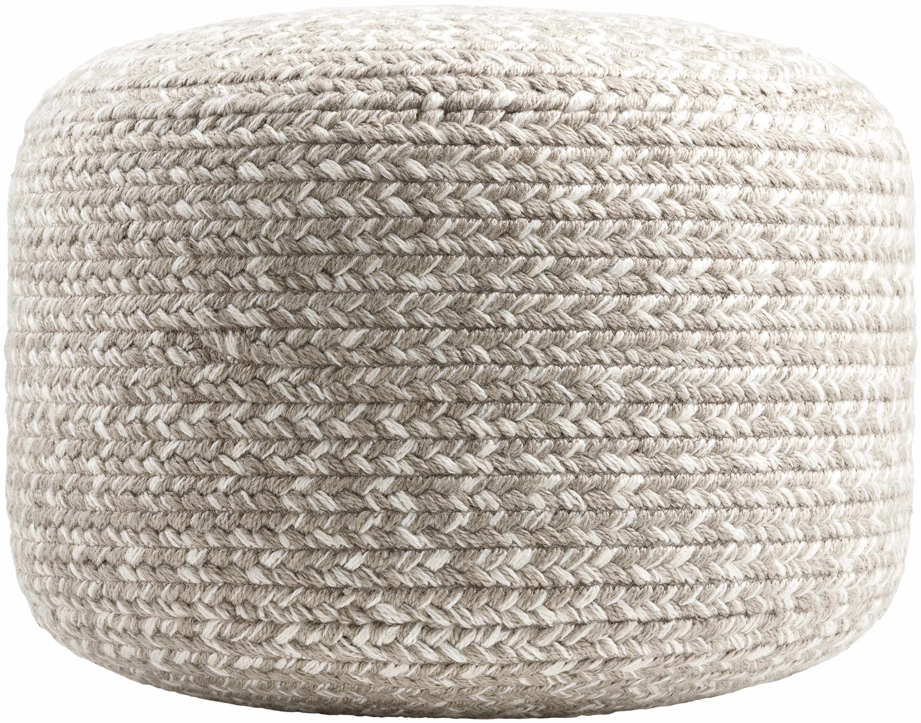 Tonanitla Natural Fiber Light Gray Knitted Pouf House Nimbus