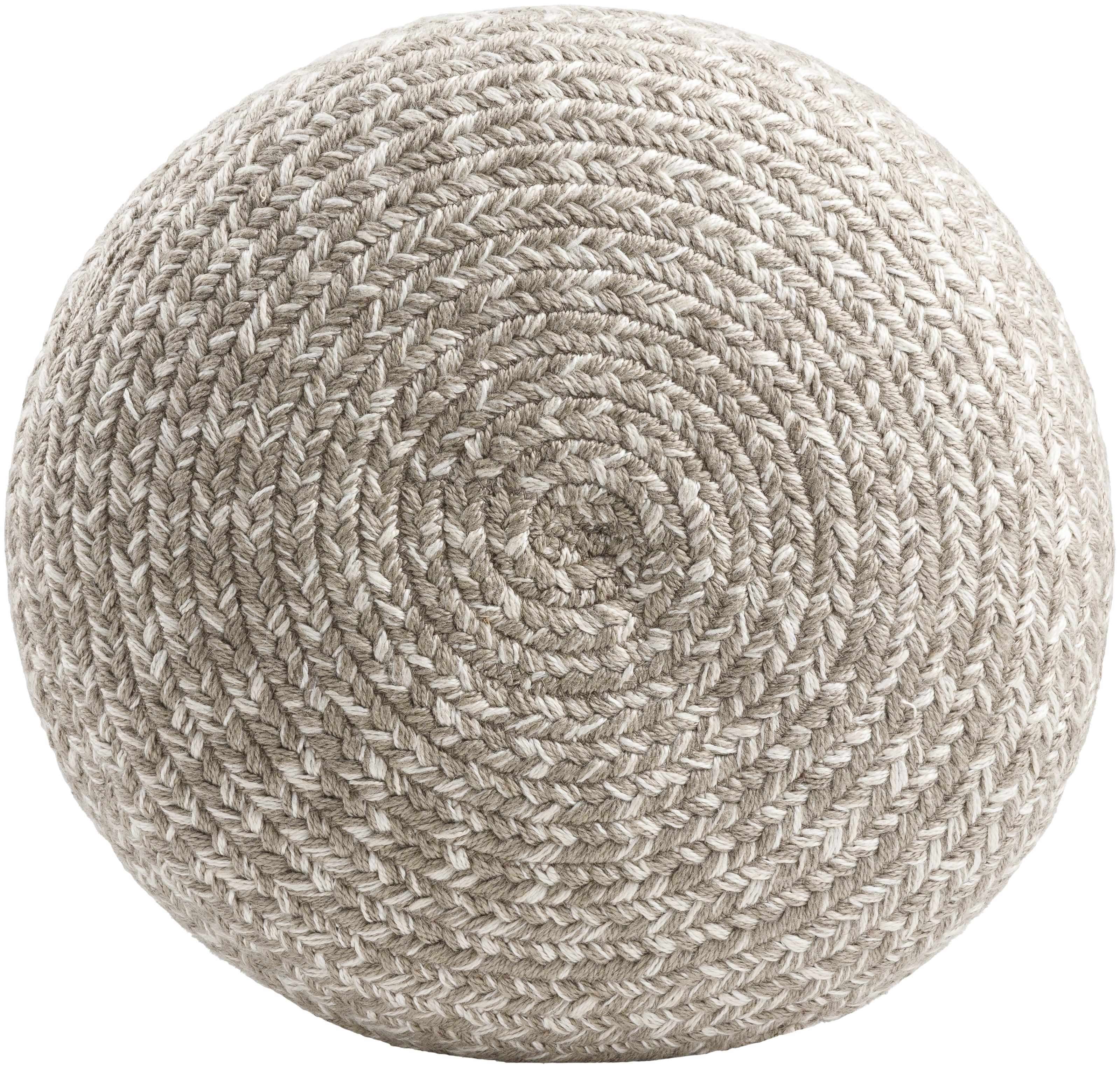 Tonanitla Natural Fiber Light Gray Knitted Pouf House Nimbus
